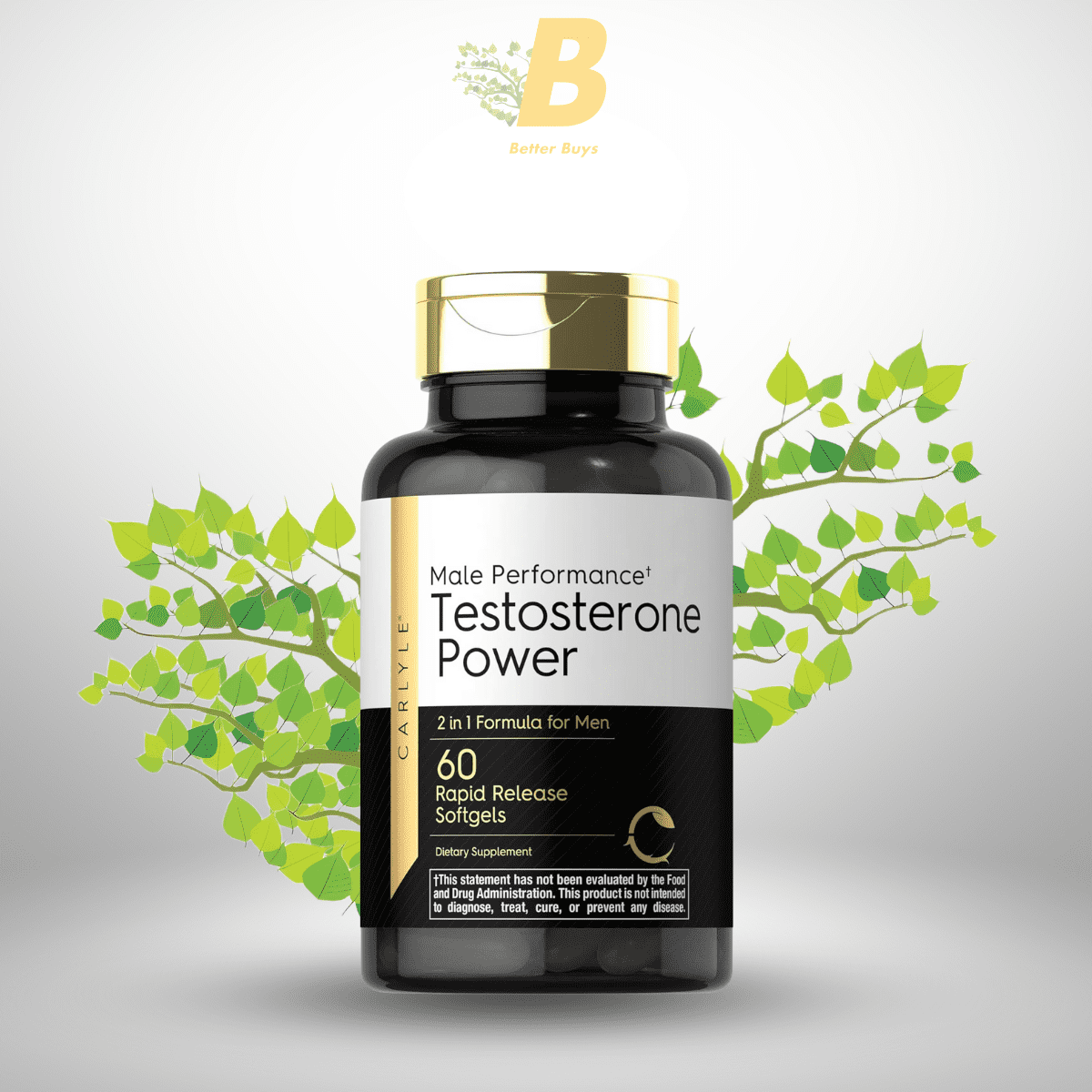 466 Carlyle Testosterone Supplement for Men | 60 Softgels | for Male Performance | Non-GMO & Gluten Free - Image 1