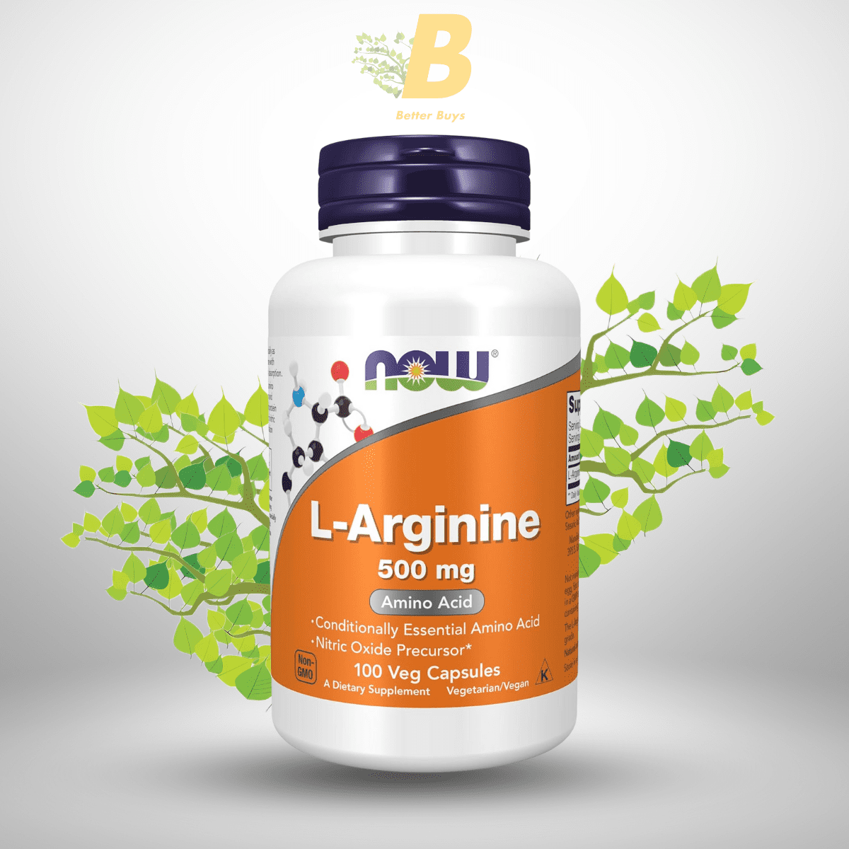 480 NOW Foods Supplements, L-Arginine 500 mg, Nitric Oxide Precursor*, Amino Acid, 100 Veg Capsules - Image 1