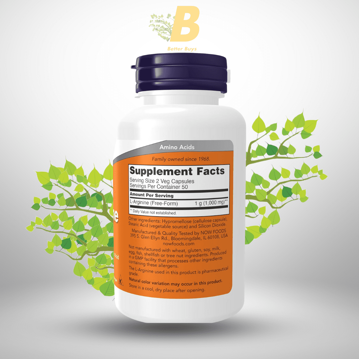 NOW Foods Supplements, L-Arginine 500 mg, Nitric Oxide Precursor*, Amino Acid, 100 Veg Capsules 1 482