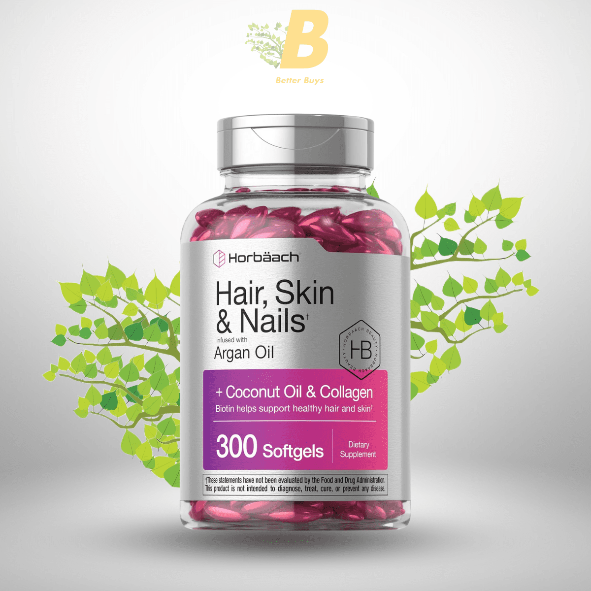 259 Horbaach Hair, Skin & Nails with Argan Oil - 300 Softgels - Image 1