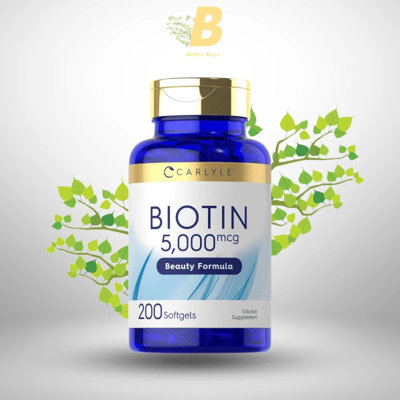 Carlyle Biotin 5000mcg Softgels for Hair, Skin & Nails – 200 Count in Bangladesh